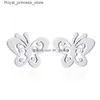 Set di gioielli da sposa Orecchini Collana Farfalla Collane Set in acciaio inossidabile dorato Orecchini a bottone con animali carini per le donne Migliore amico Dhgarden Q240316