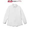 LAPPSTER-Jeugd Koreaanse Mode Zwarte Lange Mouwen Heren Harajuku Zwart Oversized Shirt Button Up Shirts Blouses 5XL 240313