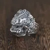 Silver 925 Jewelry Mens Lion Ring Size 812 Antique Punk Accessories Thai Resizable Rings for Men 240305