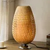 Masa lambaları Vintage El Dokuma Bambu Masa Lambaları Oturma Odası Yatak Odası Dekorasyonu Yaratıcı E27 Başucu Lambası YQ240316