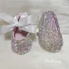 First Walkers Personalized Baby Bow Shoes Girls Shoes With Shiny Crystals And Zirconia Baby Shoes 0-1Y With Ribbon Princess Shoes Beginner Shoes 240315