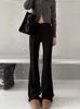 QWEEK Y2K Vintage Gray Flare Pant Korean Fashion Basic Black Flared leggings Harajuku Retro Crossover Casual Sweatpants 240309