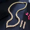 Bröllop smycken set cwwzircons elegant marquis blad kubik zirkonia kvinnors bröllop samling smycken set guld brud halsband accessoarer t568 q240316