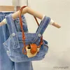 Clothing Sets New Summer Girls Clothing Sets Pocket Buttons Street Denim Vest +Wide-Leg Pants Fashion Baby Kids Outfit Children Clothes Suits