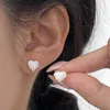 Stud Earrings Exquisite 925 Sterling Silver Mini Opal Love Heart For Women Retro Sweet Romantic Party Jewelry Young Girls