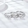 2024 Designer T Family Mossan Stone Diamond Ring Silver Plated 18K White Gold Six Claw Luxury Group Inlaid med hälften av landets vigselring kvinnlig