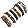 Bracelets de charme 5 pièces/ensemble corde tressée à la main Mtilayer bracelets à breloques en cuir pour hommes femmes fille réglable Punk bracelet bijoux Dro Dh3J4