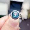 Anneaux de cluster Naturel Real Blue Topaz Bague ronde par bijoux 925 Sterling Silver 8 8mm 2.5ct Gemstone Fine Femmes T2111411