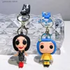 Keychains Lanyards Coraline the Secret Door Movie Film Action Figure Toy Doll Model Cute Doll PVC Keyring Ornament Key Chain Pendant Kids Toys Y240316