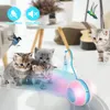 Crazy Cat Teaser Cat Toys Interactive Rolling Ball 2 en 1 Bird Sound Cats Sticks LED Automatique Rolling Cats Moving Toy Pet Toys 240309