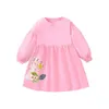 Girl's Dresses Small maven girl dress with long sleeves spring and autumn the new year 2024 Vestidos baby clothes cotton for kids 2-7 240315