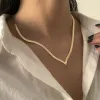 Koreaanse Mode Platte Slangenketting Visgraat Ketting voor Vrouwen Sieraden Charm Party Choker 14k Geel Gouden Ketting Party Gift Collares Para Muje
