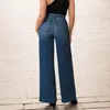 Jeans da donna larghi pantaloni in denim termico foderati in pile larghi invernali pantaloni elastici a vita alta imbottiti con gamba larga per abiti da donna