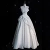 Luxury White Satin Chiffon Strapless Wedding Maxi Bride Dress Elegant Long Prom Evening Guest Formal Party Women Dresses 240314