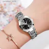 Inne zegarki Va Voom Womens Tungsten Steel Srebrny czarny dhinestone lustro Twarz twarz swobodna moda