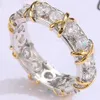 Dla kobiet pierścienie Połączenie z pełnym diamentowym cyrkoniem projektant biżuterii Mężczyzna Kobiety darmowa wysyłka złota