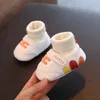 First Walkers Winter plush childrens socks leather non-slip artificial fur home shoes velvet baby boys girls shoes for small child 240315