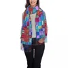 Шарфы Лоскутный шарф с принтом, женский винтажный дизайн, большой с длинной кисточкой, зимние забавные шали Y2k и теплая накидка Bufanda Mujer
