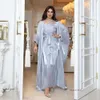 QNPQYX Nieuwe Musilim Vrouwen Drie Delige Set Kwastje Diamanten Jurken voor Vrouwen Ramadan Kaftan Avondjurk Dubai Moslim Luxe Abaya 154
