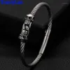 Gothic Double Bangle Men Stainless Steel Mens Bangle Bracelet Cool Friendship Jewelry Accessories Gifts For Husband1305P