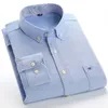 Мужские повседневные рубашки 100% хлопок Мужская оксфордская рубашка с длинным рукавом Формальные деловые классические рубашки Хлопчатобумажная белая синяя повседневная рубашка с воротником Корейская одеждаC24315