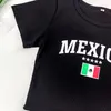 T-shirts pour femmes Esthétique Football Mexique Imprimé Crop Tops Goth Brasil Style Streetwear Grunge Baby Tee Vintage Manches courtes Y2k Été