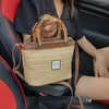 Shoulder Bags Elegant Handbags Small Straw Bucket for Women 2024 Summer Female Crossbody Bag