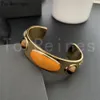 To Reines Gold Color Metal Opening Bangle Multi-colored Natural Stone Decoration Bracelet Women Particularly Wedding Party Gift 240305