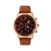 Montre à cadran à chiffres romains pour femmes, montre-bracelet rétro genève à Quartz tendance avec bracelet en cuir marron 225i