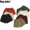 Koreanska baby pojkar shorts sommar bomullsgodis färg shorts för flickor byxor småbarn barn korta avslappnade barnkläder 1-6y 240305