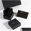 Depolama Kutuları Kutular Enfes Tasarımcı Takı Ambalaj Hediye Kutusu Veet-Touch Kolye Zarif Siyah Küpe ve Beyaz Özel Baskı D Otots