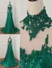 Real Po Dark Green African Nigerian lace styles Evening Dresses Elegant Long Sleeves Formal Gowns Cheap A line Satin Beads Prom9716430