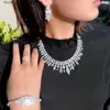Set di gioielli da sposa CWW 4 pezzi nappa goccia cubic zirconia grande collana per banchetto di nozze Dubai platino set di gioielli per feste di nozze T600 Q240316