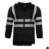 Mens Jackets Men Jacket Work Clothes High Visibility Hooded Outwear Travel Outdoor Reflective Stripe D90520 Drop Delivery Apparel Clot Dhnyn
