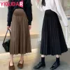 Jurken Lente Herfst Zwangerschap Geplooide Rokken Hoge Taille Enkellange Zwangere Vrouw kleding Buikrok Elegante Zwangerschap Maxi Rok