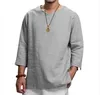 Camicie casual da uomo Camicia pullover grande casual ampia ampia manica lunga 3/4 C24315