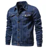 Bomullsjacka Men Män avslappnad fast färg LAPEL Singel Breasted Jeans Jacket Men Autumn Slim Fit Quality Mens Jackets 240314