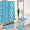 Rideaux de douche Dessin animé ancre enfant salle de bain rideau de douche ensemble thème nautique conception créative tapis antidérapant couvercle de toilette couverture flanelle tapis de bain Y240316