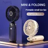 Elektriska fläktar 4000mAh Handheld Mini Fan Foldbar Portable Neck Hanging 5 Speed ​​USB uppladdningsbar med telefonstativ och skärm 240316