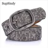 Supsindy Woman Leather Belt Geometric Rivet Pin Buckle for Women european Fashion Top Quality Leather Strap for Jeans 240311