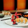 Servis uppsättningar 2 datorer konstgjorda blommor sushi dekoration tallrik kakan tillbehör prydnad dekorationer utsmyckning falska