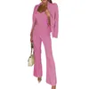 Verfijnde stijl damespak met lange mouwen met broek vaste kleur dik vierweg stretch stof roze geel blauw perfect voor een kantoorlook AST180183