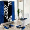 Rideaux de douche Ensemble de rideau de douche léopard africain amour rayures géométriques conception de fleur décor de salle de bain tapis antidérapant couverture de toilette tapis de sol Y240316