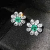 Stud Earrings 925 Sterling Silver Big Flower For Women Fashion Paraiba Tourmaline Gemstone Wedding Party Jewelry Gift