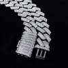 22 mm hoge Europese en Amerikaanse populaire trendy hiphop street fashion diamanten 925 zilveren Cubaanse ketting