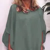 Women's Blouses Women Relaxed Fit Shirt Breathable Soft Comfortable Spring Pullover Loose Solid Color Bat Sleeve Autumn
