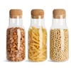 Storage Bottles 3 Pcs Clear Food Jar Container With Airtight Cork Lid (23Oz/700Ml) For Kitchen Tea Coffee Sugar Flour Spices