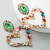 European and American popular heart -shaped alloy color diamond retro temperament exaggerated earrings