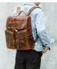 Многофункциональный мужской рюкзак из натуральной кожи S для мужчин, винтажная сумка для ноутбука 15,6 дюймов, рюкзак