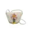 Summer New Color Cotton Woven Flower Shoulder Crossbody Mini Shell Bag Beach Vacation Fashion Women's